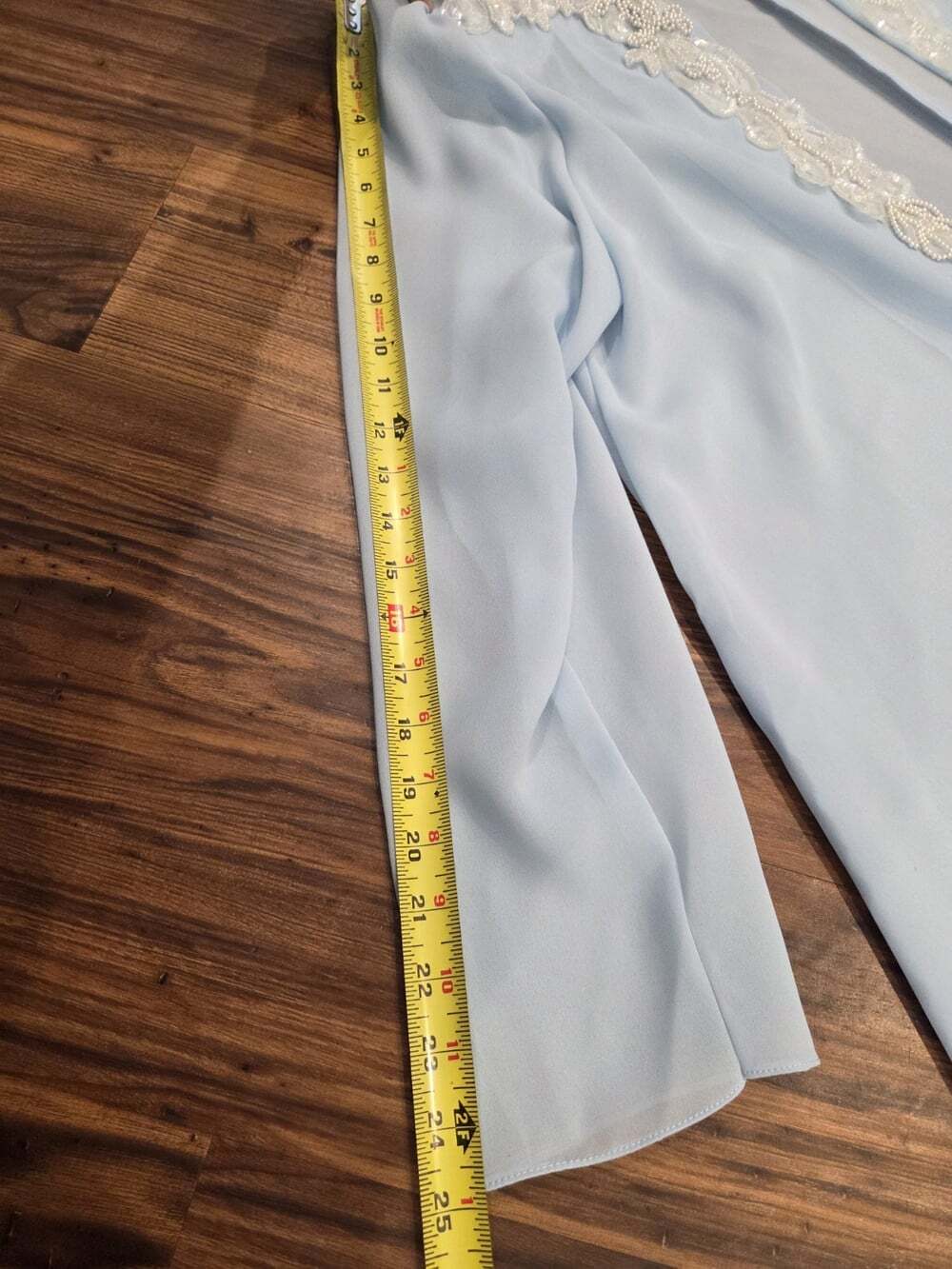 Glatter & Sims Vintage Sheer Blue Duster Jacket Sequin Pearl Beaded Size 20 - Picture 10 of 10